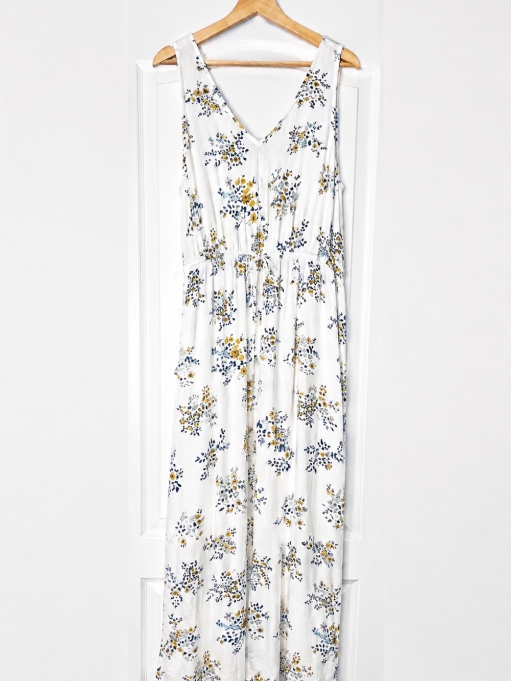 Lucky Brand Floral Maxi Dress Women’s L V Neck Sleeveless Boho Summer 100% Visco - Picture 4 of 8